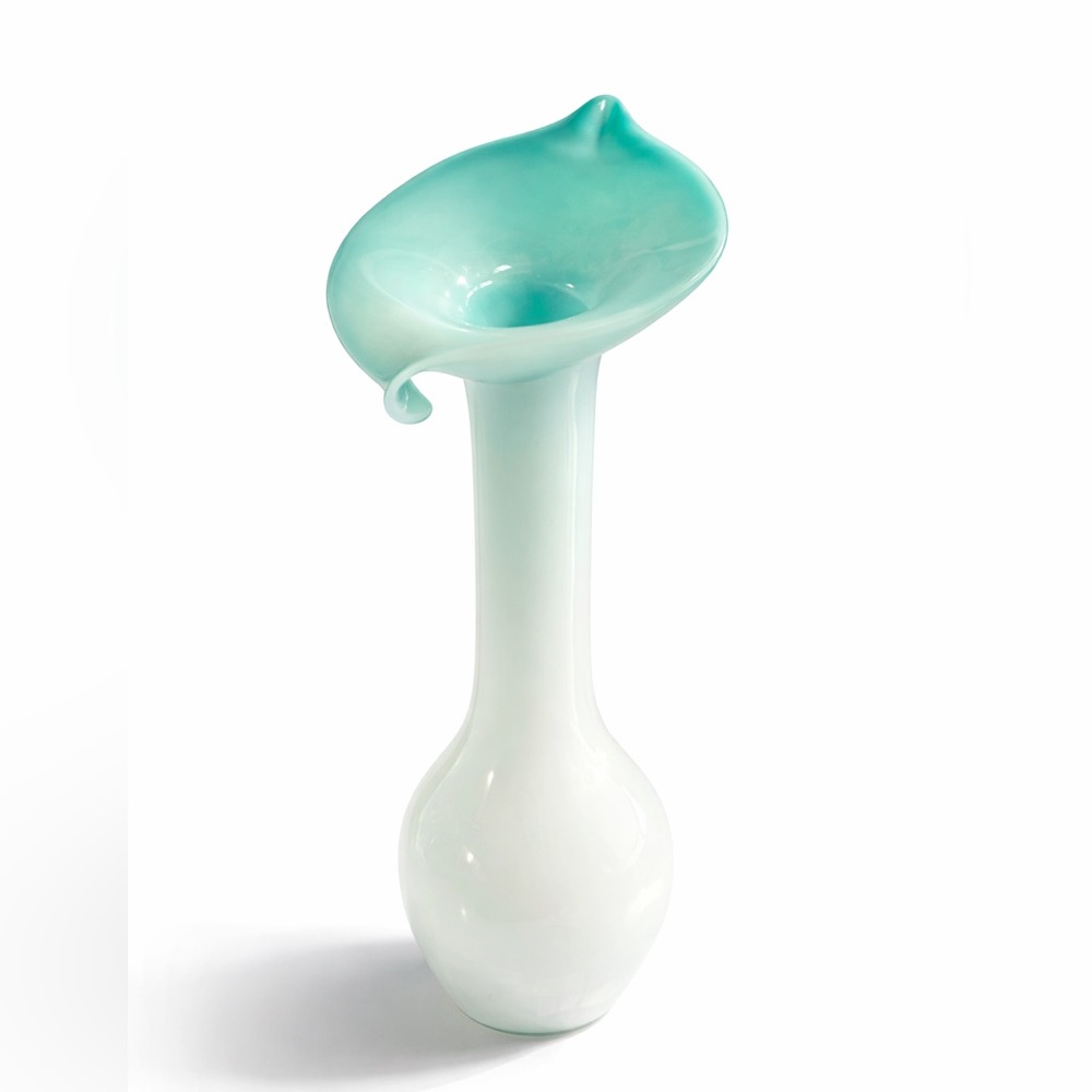 Elegant White and Green Glass Vase